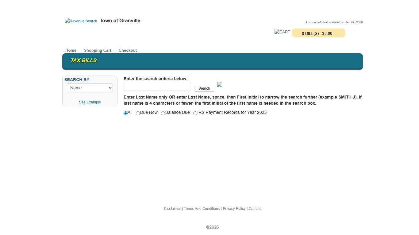 Town of Granville - Tax Bills Search & Pay